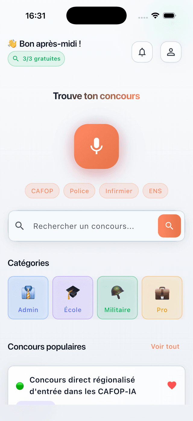 KPA Ton Concours - Écran d'accueil